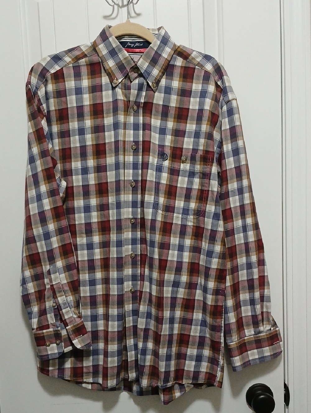 Wrangler Men’s Long-Sleeve Plaid Button-Down Shirt - COWBOY CUT COLLECTION Sz M